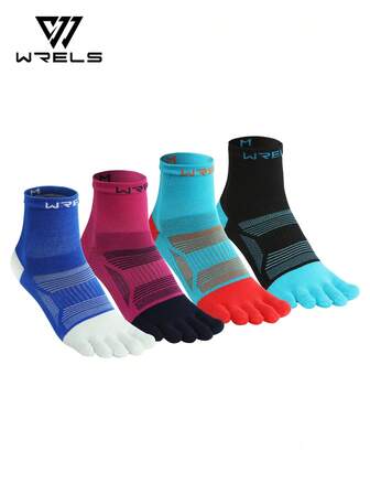  1 par de calcetines hasta el tobillo WRELS unisex - Calcetines deportivos de rayas de bloques de color elegantes, transpirables y absorbentes del sudor, suaves