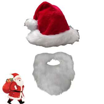 Set de 4 piezas de accesorios de disfraz de Papá Noel - Sombrero, Barba, Guantes, Gafas, Adecuado para fiestas navideñas, disfraces y actuaciones