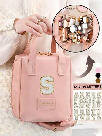 1/2PCSlayered Shell-Shaped Cosmetic Bag,Letter Makeup Storage Bag,Portable Leather Waterproof Make Up Bag,Makeup Organizer Cosmetic Bags,Travel Makeup Bag,For Cosmetic Storage Organizer,For Travel Essentials,Travel-Size Toiletries Accessories,Bridesmaid Gifts,Gifts For Women,Gifts For Women,Christmas Gifts,Gift Ideas For Women