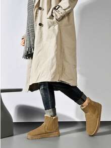 Bottes de neige hautes, chaussures décontractées mode pour couples, bottes courtes style coréen, nouvelles bottes courtes polyvalentes épaisses et chaudes pour l'automne/l'hiver, chaussures d'hiver, chaussures antidérapantes pour hommes - Kaki - Voir 5