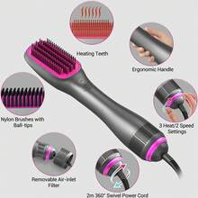 3-In-1 Hair Dryer Brush Professional Powerful 3 Heat Settings One Step Hair Dryer And Hot Air Styler - US A Type Plug(110-127V) - View 4