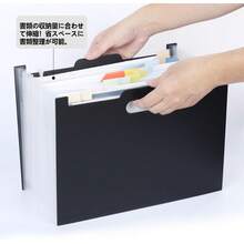 トゥモサンダ ファイルホルダー A4 縦型ファイルフォルダー 増粘発泡 PP 13 ポケット 折りたたみファイルフォルダー ポータブル 分類ラベル付き アコーディオンファイルフォルダー 大容量 ファイルボックス 伸縮式ファイルフォルダー 自立ファイルストレージ (ブラック) - 3グレー - チェックする 4