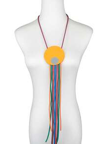 MARLIWOO Exaggerated Tassel Pendant Necklace - Black - View 19