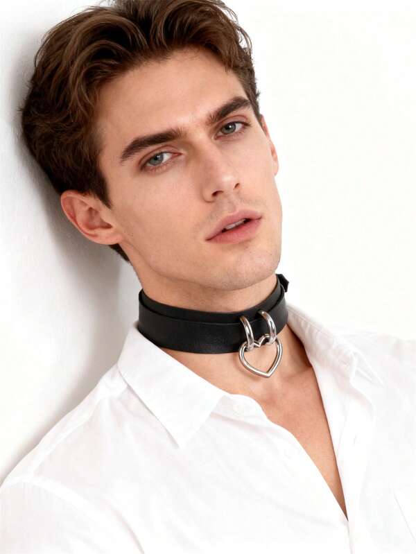 Naszyjnik choker z obrożą w stylu punk harajuku, skórzany pierścionek z sercem, punk gotycki, ręcznie robiony, bransoletka na szyję, biżuteria, rockowy choker, akcesorium do obroży