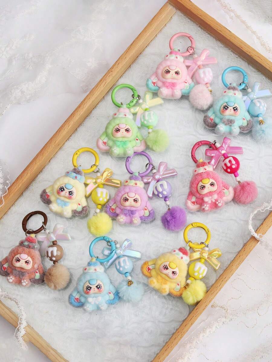 1pc Cute Cartoon Dessert Keychain Bag Charm, Adorable Gift Idea, Suitable For Students And Daily Use