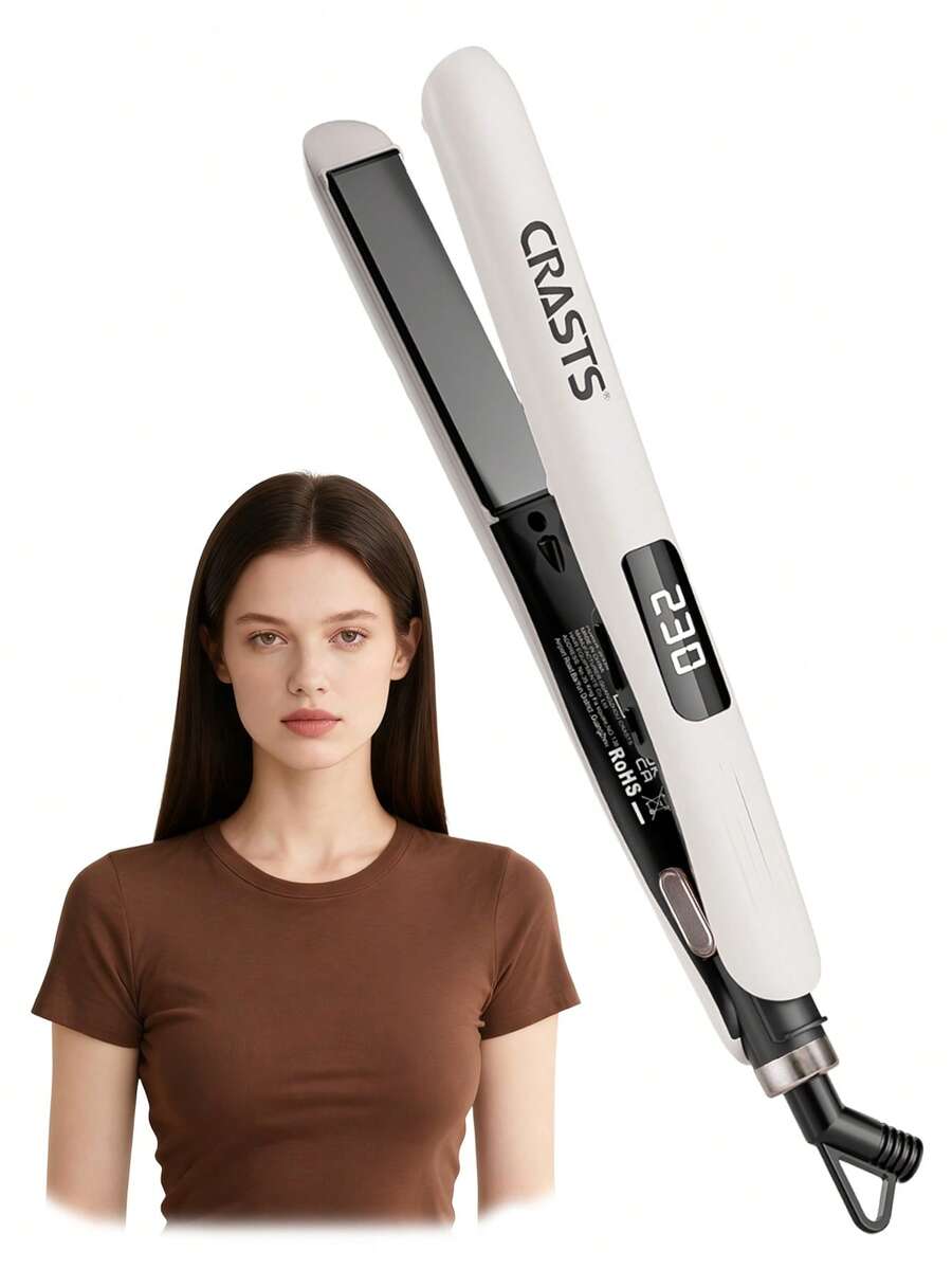 CRASTS 二合一直发卷发造型器，带显示屏，沙龙及家用两用直发器，适合度假使用