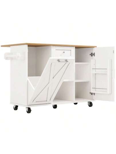 Moderne Kitchen Isl Cabinet Waste Bins, Sideboard, Multifunctional Dining Tafel Storage Space, Food Cart Snack Shelves Stretch Function Cabinets, Wit view 8