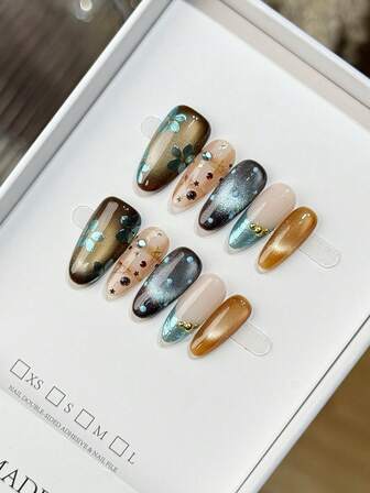 Of Pure Hand-Made Wearable Nails With Almond Nail Shape, Autumn And Winter Hand-Painted Nails With Hand-Painted French D Carving, Personalized Dopamine Color, Hand-Painted Gradient Tie-Dye Luxury Hand-Wearable Nails With Simple Design, Full Coverage Fake Nails, Y2Kaddie Style, Y2K Nails, Embossed Nails, Unique And Niche Creative Fake Nails, Daily Nails, Reusable.