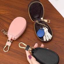 1pc Cute Multifunctional Mini Minimalist Large Capacity Zipper Key Holder Case, Unisex Car Key Chain Accessory - one-size - View 1