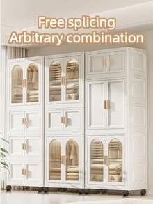 Folding Wardrobe Cabinet,Multi-Purpose Storage,Folds Flat For Storage,Closet Storage Bins With Dividers For Clothes, Plastic Storage Bin, Plastic Storage Bin With Clear Window & Lid, Clothing Organizer, Closet Organization For Drawer Organization, Stackable And Easy Install,Bedroom Storage Cupboard For Clothes,Short-Term Rental Ready,Apartment Saver,Dorm Room Essential - 彩色 - 查看 6