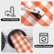 LAN-Buffalo Plaid Checkered Outdoor Rug White And Orange Halloween Fall Decor Door Mat Washable 27.5x43 Inches Front Porch Rug Layered Welcome Mat Doormat For Porch Entryway Patio KitchenS138 - WhiteandOrange - View 5