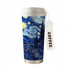 1个，530毫升梵高星夜不锈钢双层真空保温旅行杯，带手柄和吸管，防漏设计，冷热饮皆宜，非常适合办公室、运动、情人节等场合。是户外活动和现代美学的理想之选，它不仅是饮水杯，更是一件艺术品。 - 白色 - 查看 10