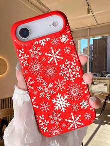 Funda navideña para phone 17 Pro Max E con diseño de copo de nieve. Ideal para la temporada navideña. Diseño antigolpes con copo de nieve blanco. Compatible con phone 17 Pro Max, 17 Air, 17, 16 Pro Max, 16 Pro, 16 Plus, 16 y 15 Pro. - Burdeos - Ver 1