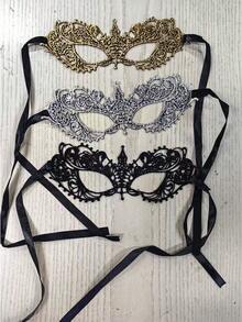 1 Peça/3 Peças Máscara de Renda para os Olhos, Máscara de Renda Sexy para Festa e Feriado Feminina, Perfeita para Baile de Máscaras e Eventos de Carnaval, Máscara de Renda Elegante e na Moda, Escolha Ideal para Acessórios de Fantasia e Noites Românticas, Halloween - Multicolorido - Visão 5