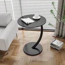 C-Shaped End Table , Small Side Table Coffee Table For Couch And Bed, Sofa Table For Living Room, Bedroom,Office Laptop,Rustic, Standing Desk - 黑色 - 查看 5