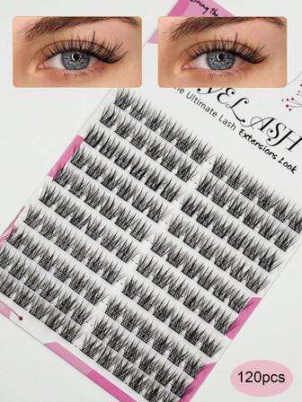 120pcs Cluster False Eyelashes, Natural Look, Fluffy 3-In-1 Mermaid Scale Lashes, C-Curl, Individual Cluster Design, High Density, Suitable For Beginners