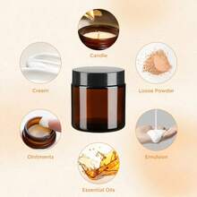 1/5/10pcs Amber Glass Cosmetic Jars With Lids, Refillable Travel Containers For Creams & Lotions, Portable Airtight Jars For Eye Cream/Face Cream Storage, DIY Samples - Black - View 12