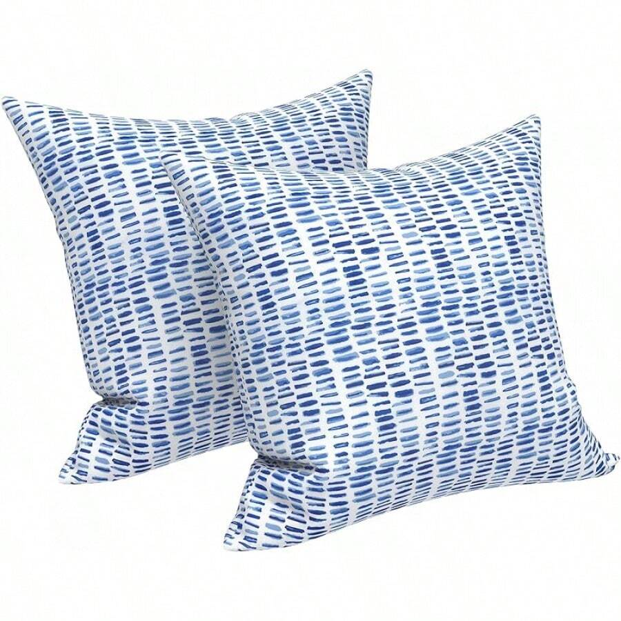 Outdoor/Indoor Throw Pillows, 18x18 Square Pillows With Inserts Bed, Couch, Sofa & Patio Furniture (Set Of 2, Monstera Blue), Decorative Pillows - 鵝卵石藍 - 查看 1