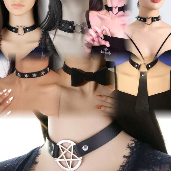 1pc Punk Gothic Rivet Choker Necklace, Sexy Goth Black Theme Series, Suitable For Women's Daily, Party Wear, Christmas Party, Creative Birthday, Valentine's Day, Carnival Gift