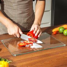 Glass Cutting Board 16"X12": Tempered Glass Kitchen Counter Protector - Durable- Scratch-Resistant, Heat-Proof - Clear Design - Transparent - View 8