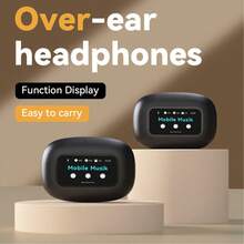 Full-Featured Long-Lasting Wireless Headset, Bluetooth Headset With Ear Hook, Pure Bass, Over-Ear Headset, ENC Noise Cancellation With LED Display, Compatible With All Smartphone Connections - 黑色 - 查看 9