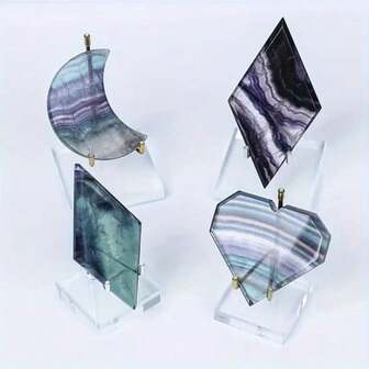 1 pieza Base de exhibición ajustable y multifuncional de acrílico y cristal para minerales, para colocar especímenes DIY, exhibir joyas y marcos de fotos, con una hermosa base de piedra de cristal para una presentación elegante