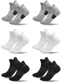 1/3/6 双男士厚款篮球踝袜，吸湿排汗网球/羽毛球/跑步运动袜，秋季袜子