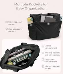 Bolsos De Trabajo Para Mujer, Bolso Ligero Para El Gimnasio Con Cremallera, Bolso Acolchado Para Enfermera Para Viajes - 黑色 - 查看 3