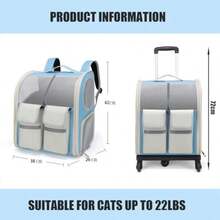 Y1114PJDDP Mochila para GatosPet Rolling Carrier Backpack Mochila con Ruedas para Transportar Mascotas Bolso De Viaje para Perro para Viajar/Caminar Bolso De Viaje Desmontable Y Plegable - como en la foto - Ver 6