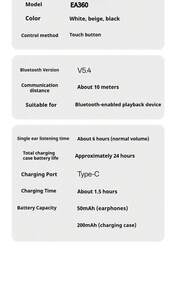 Cuffie Bluetooth Lenovo EA360: Bluetooth 5.4 senza fili, design con gancio per l'orecchio, lunga durata della batteria, adatte per lo sport, comfort e durata d'uso. - Sakura Bianco - Visualizzare 8