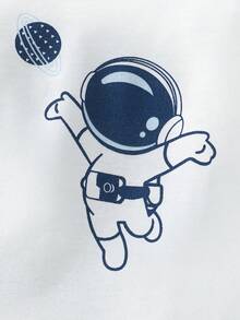 3件套男婴休闲星球印花长袖连体衣，春秋季 - 灰色 - 查看 4