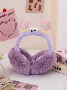 女士冬季耳罩，可爱螃蟹造型，防风防冻，柔软毛绒可折叠耳套，时尚创意设计，冬季热门白色耳罩单品 - 彩色 - 查看 5