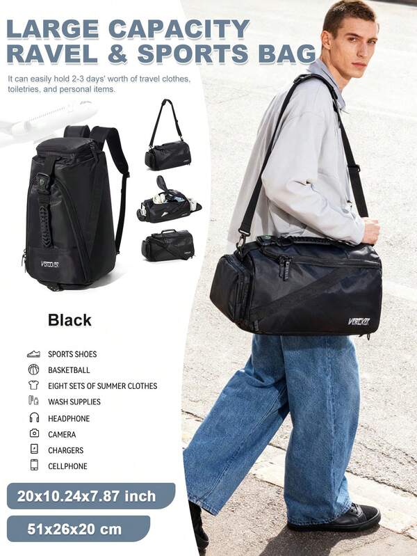 Sport- und Fitnesstasche, Herren Rucksack mit großer Kapazität, Nass-Trocken-Trennung, Schwimm- und Basketballtraining, Handgepäcktasche, modische Umhängetasche für Reisen, Aufbewahrung, Handgepäckrucksack, Outdoor-Reisen für Damen und Herren, Mehrzweck-Klassifizierungsaufbewahrung, unabhängiges Schuhfach, Freizeitrucksack für Studenten, Sporttasche.