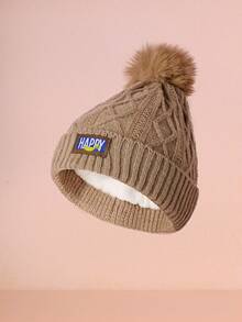 Hatastic 快乐刺绣纹理菱格纹针织保暖加厚绒球帽秋冬礼物音乐节 - 彩色 - 查看 6