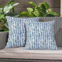 Outdoor/Indoor Throw Pillows, 18x18 Square Pillows With Inserts Bed, Couch, Sofa & Patio Furniture (Set Of 2, Monstera Blue), Decorative Pillows - 鵝卵石藍 - 查看 2