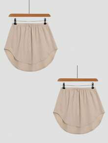 1pc Elastic Waist Extender, Women Shirt Extender, Adjustable Multi-Layer Faux Hem Skirt Extender - Khaki - View 23