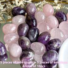 Rose Quartz & Amethyst Egg | Love & Wisdom Crystal | Desk Meditation Decor - Amethyst + Rose Quartz - View 11