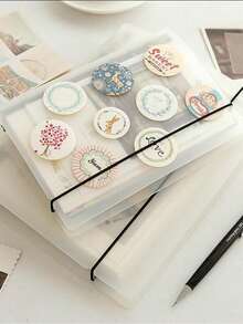 A4/A5/A6 PP哑光活页夹，带松紧带，6孔活页笔记本封套，可拆卸文件袋 - 無色 - 查看 1