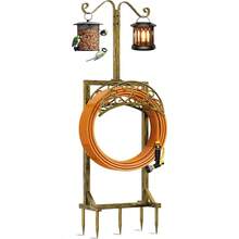 Freestanding Garden Hose Holder With 5 Spikes And 2 Shepherds Hooks For Outdoor Yard Lawn Use - Upgraded Water Hose Storage Reel Rack With Antique Golden Finish For Efficient Hose Management And Organization - 古董金 - 查看 1