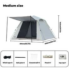 2-3 Person Outdoor Camping Pop-Up Tent Waterproof, Windproof And Rainproof Carpa Ventilation Upgrade Bring Storage Bag Camping - 大號門廳款 - 查看 9