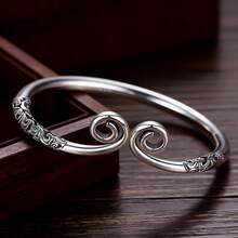 High-Quality Hypoallergenic Silver Patterned Spiral Bracelet Ring, Versatile For Daily Wear, Perfect As Birthday Or Holiday Gifts, Available In Local Warehouses, Ideal For Elegant Women's Gifts - 銀手鐲 - 查看 8