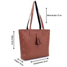 Bolsa Sacola Feminina Grande e Estilosa com Alça - Marrom - Visão 3