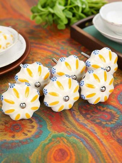 1pc Minimalist Ceramic Single Hole Artistic Handle, Decorative Drawer/Cabinet Pull For Baby Room, Modern Simplistic Cabinet/Drawer Knob