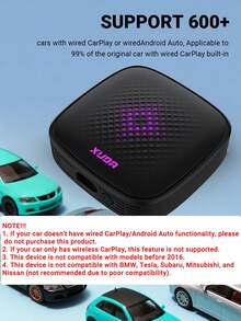 XUDA 新款五合一 Carplay Ai Box 支持 Hdni 高清输出、Android 14/Carplay/Android Auto/HiCar，并支持在四种操作系统之间切换 4+32GB/4+64GB 提供高性能、多功能、稳定流畅运行不间断，以及内置应用程序 - 黑色 - 查看 2