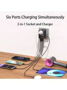 PHILIPS SPB1007B شاحن سريع PD بقوة 45 وات، مخرج 6 منافذ (3A2C)، عالمي للمعايير البريطانية والأوروبية والأسترالية، محول سفر مع حماية ذكية - مشاهدة 5