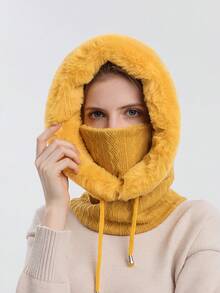 1pc Women's Thermal Ski Neck Warmer & Beanie Hat Set