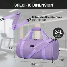 MIER - Bolsa redonda para gimnasio con compartimento para zapatos y bolsillo húmedo lona ligera para hombres y mujeres entrenamiento fitn viajes 24L Púrpura 24L - prpura - Ver 4