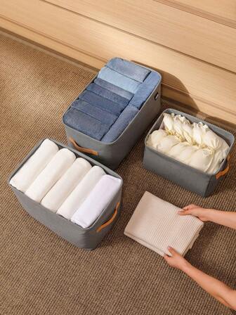 Steel Ring Clothes Storage Basket For Closet Organization, Foldable Drawer-Type Storage Box With Dustproof Non-Woven Fabric, Spacious And Durable Home Storage Solution For Pants And Garments, Breathable And Stackable Wardrobe Organizer, Front-Open Easy-Access Design, Space-Saving Foldaway Bin For Laundry Room, Dorm, And Bedroom-Versatile, Anti-Dust, And Neatly Keeps Outfits And Accessories Tidy