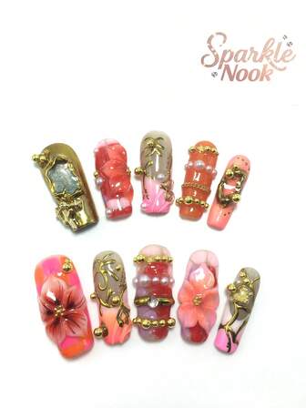 Cada set consta de 10 piezas de placas de uñas acrílicas cuadradas hechas a mano en estilo Y2K, diseñadas al estilo francés con rhinestones, pentagramas y decoraciones de pétalos. Hay múltiples tonos de color y colores nude para elegir. 3 tamaños para ajustar, adecuado para fiestas, bailes y uso diario, viene con un kit de uñas, lo que lo convierte en un regalo ideal de uñas postizas para damas y niñas.