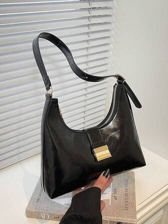 1pc PU Solid Color Shoulder Bag, Fashionable Crossbody Bag For Women, Suitable For Daily Use